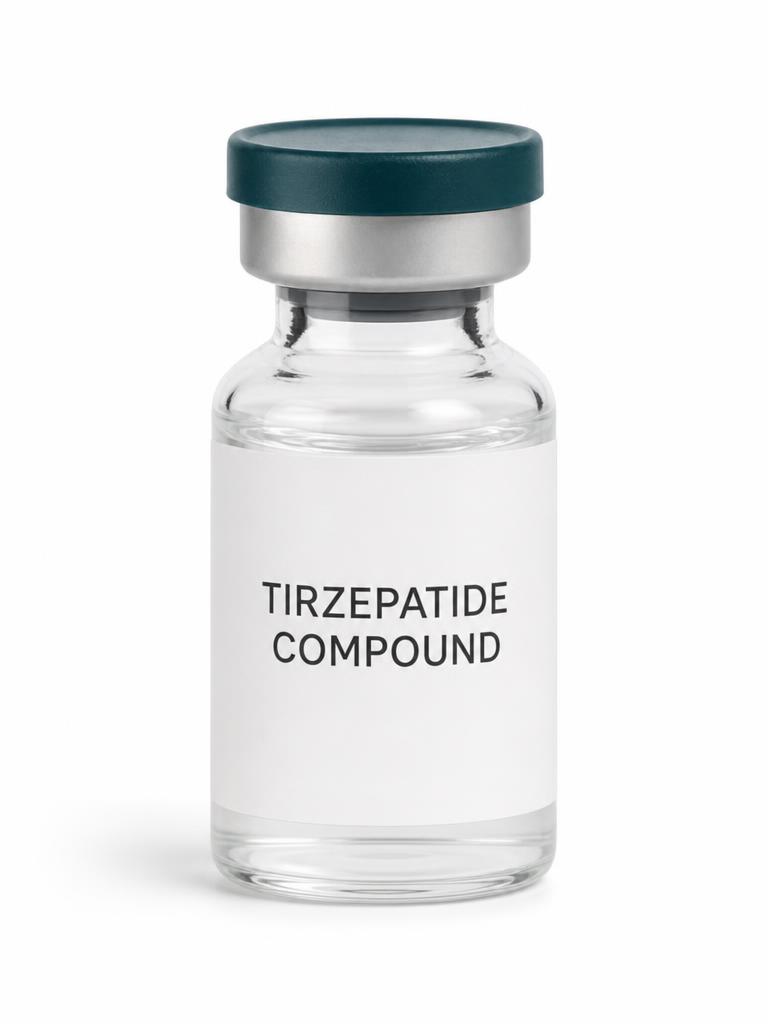 Tirzepatide vial with a plain label